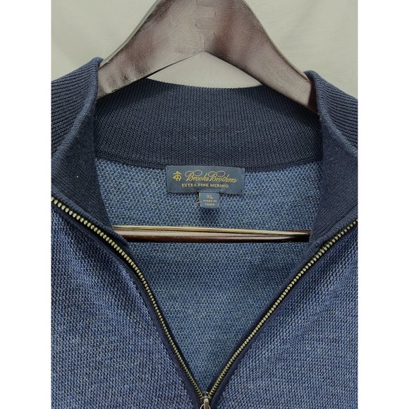 Brooks Brothers Blue Extra Fine Merino Wool 1/2 Zip Sweater, Men’s Size XLarge - Picture 5 of 6